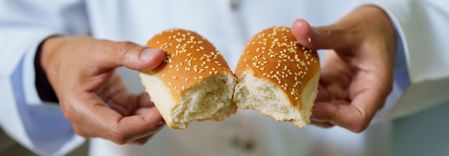 Turning big factories into greener producers in Egypt Close up shot of a person holding bread