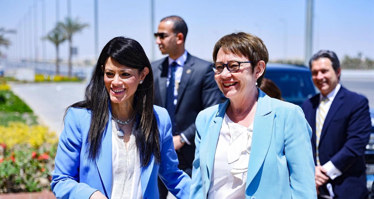 EBRD President Odile Renaud-Basso with Minister of Planning, Economic Development and International Cooperation Rania al-Mashat